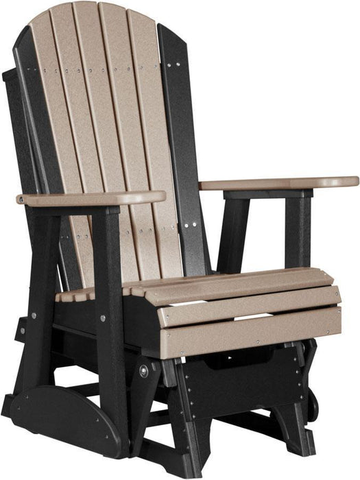 LuxCraft LuxCraft Adirondack Recycled Plastic 2 Foot Glider Chair Weatherwood on Black Glider Chair 2APGWWB