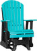 LuxCraft LuxCraft Adirondack Recycled Plastic 2 Foot Glider Chair With Cup Holder Aruba Blue on Black Glider Chair 2APGABB