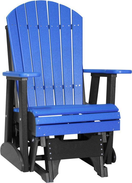 LuxCraft LuxCraft Adirondack Recycled Plastic 2 Foot Glider Chair With Cup Holder Blue on Black Glider Chair 2APGBB