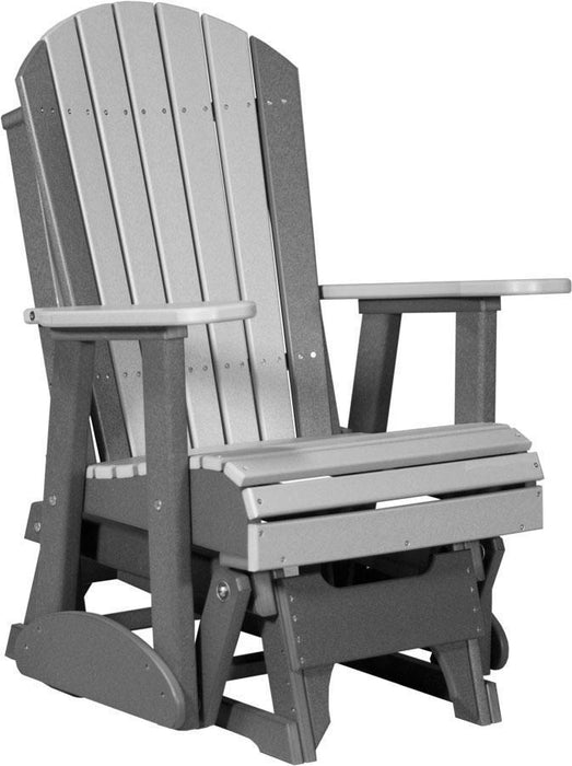 LuxCraft LuxCraft Adirondack Recycled Plastic 2 Foot Glider Chair With Cup Holder Dove Gray on Slate Glider Chair 2APGDGS