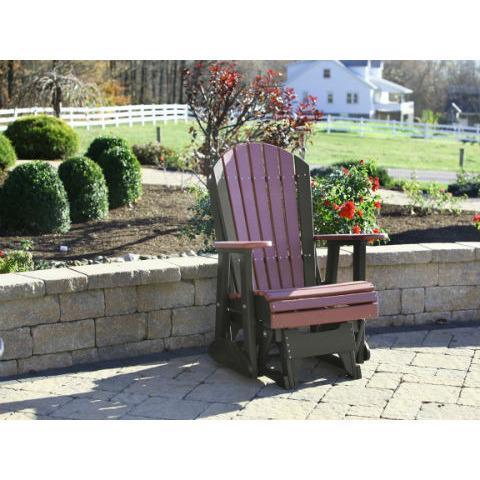 LuxCraft LuxCraft Adirondack Recycled Plastic 2 Foot Glider Chair With Cup Holder Glider Chair