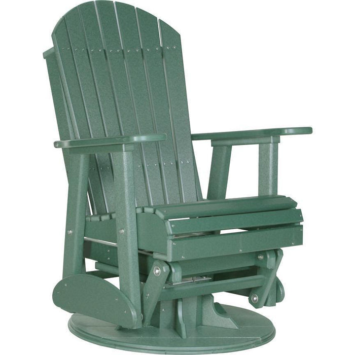 LuxCraft Luxcraft Adirondack Recycled Plastic Swivel Glider Chair With Cup Holder Green Glider Chair 2ARSG