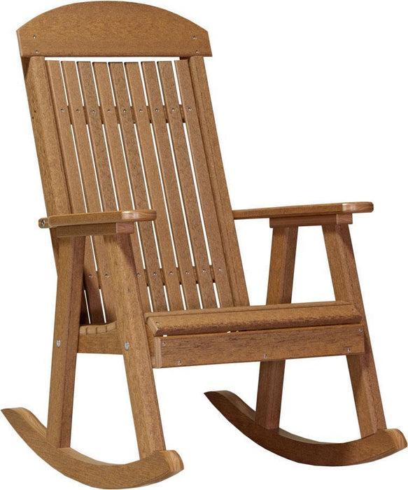LuxCraft LuxCraft Antique Mahogany Classic Traditional Recycled Plastic Porch Rocking Chair (2 Chairs) Antique Mahogany Rocking Chair PPRAM