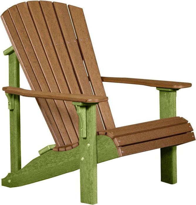 LuxCraft LuxCraft Antique Mahogany Deluxe Recycled Plastic Adirondack Chair With Cup Holder Antique Mahogany on Lime Green Adirondack Deck Chair