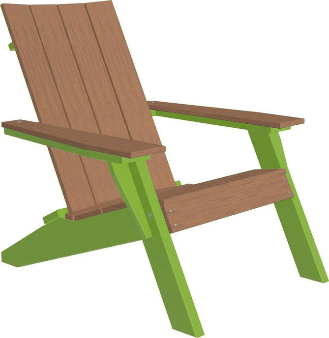 LuxCraft Luxcraft Antique Mahogany Urban Adirondack Chair With Cup Holder Antique Mahogany on Lime Green Adirondack Deck Chair