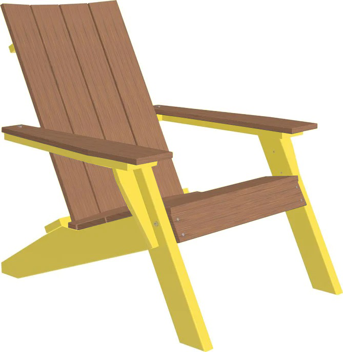 LuxCraft Luxcraft Antique Mahogany Urban Adirondack Chair With Cup Holder Antique Mahogany on Yellow Adirondack Deck Chair