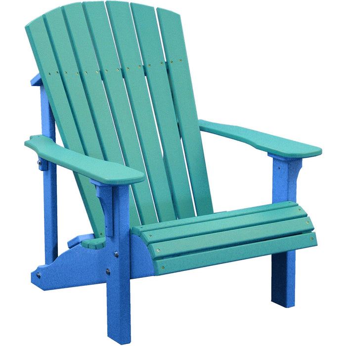 LuxCraft LuxCraft Aruba Blue Deluxe Recycled Plastic Adirondack Chair Aruba Blue on Blue Adirondack Deck Chair