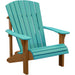 LuxCraft LuxCraft Aruba Blue Deluxe Recycled Plastic Adirondack Chair With Cup Holder Aruba Blue on Chestnut Brown Adirondack Deck Chair PDACABCB-CH