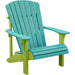LuxCraft LuxCraft Aruba Blue Deluxe Recycled Plastic Adirondack Chair With Cup Holder Aruba Blue on Lime Green Adirondack Deck Chair PDACABLG-CH