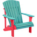 LuxCraft LuxCraft Aruba Blue Deluxe Recycled Plastic Adirondack Chair With Cup Holder Aruba Blue on Red Adirondack Deck Chair PDACABR-CH