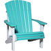 LuxCraft LuxCraft Aruba Blue Deluxe Recycled Plastic Adirondack Chair With Cup Holder Aruba Blue On White Adirondack Deck Chair PDACABW