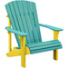 LuxCraft LuxCraft Aruba Blue Deluxe Recycled Plastic Adirondack Chair With Cup Holder Aruba Blue on Yellow Adirondack Deck Chair PDACABY-CH