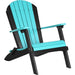 LuxCraft LuxCraft Aruba Blue Folding Recycled Plastic Adirondack Chair With Cup Holder Aruba Blue On Black Adirondack Deck Chair PFACABB