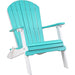 LuxCraft LuxCraft Aruba Blue Folding Recycled Plastic Adirondack Chair With Cup Holder Aruba Blue On White Adirondack Deck Chair PFACABW