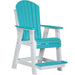 LuxCraft LuxCraft Aruba Blue Recycled Plastic Adirondack Balcony Chair With Cup Holder Aruba Blue On White Adirondack Chair PABCABW