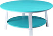 LuxCraft LuxCraft Aruba Blue Recycled Plastic Deluxe Conversation Table Aruba Blue on White Conversation Table PDCTABW
