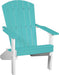 LuxCraft LuxCraft Aruba Blue Recycled Plastic Lakeside Adirondack Chair With Cup Holder Aruba Blue on White Adirondack Deck Chair LACABW