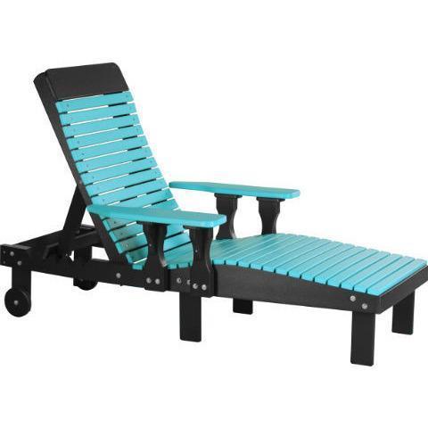 LuxCraft LuxCraft Aruba Blue Recycled Plastic Lounge Chair Aruba Blue On Black Adirondack Deck Chair PLCABB