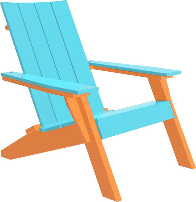 LuxCraft Luxcraft Aruba Blue urban adirondack chair Aruba Blue on Tangerine Adirondack Chair