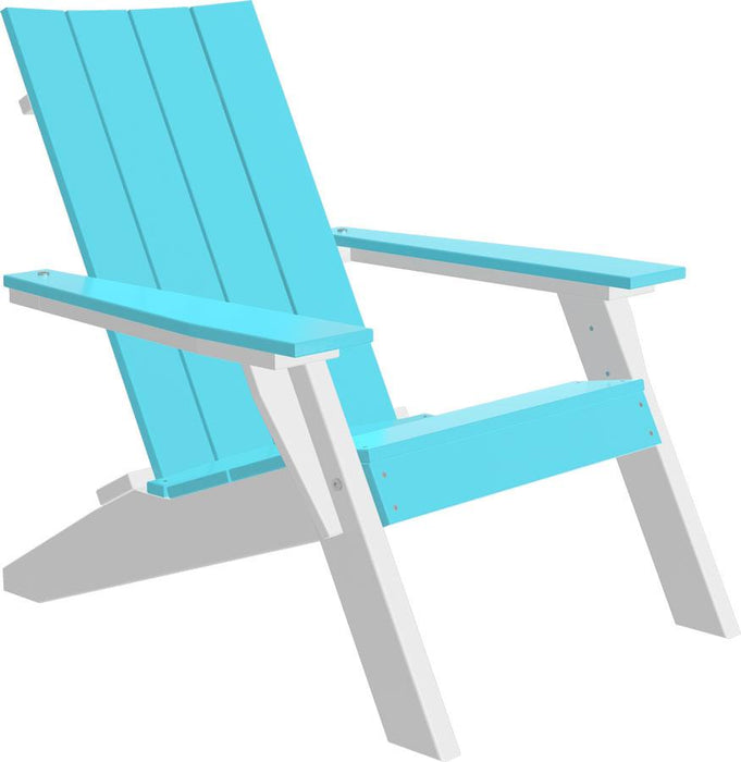 LuxCraft Luxcraft Aruba Blue urban adirondack chair with Cup Holder Aruba Blue on White Adirondack Chair UACABW-CH