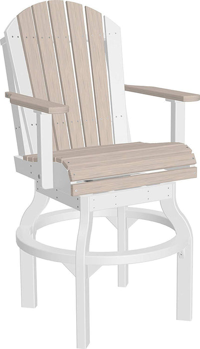 LuxCraft LuxCraft Birch Recycled Plastic Adirondack Swivel Chair With Cup Holder Birch On White / Bar Chair Adirondack Chair PASCBBBIW