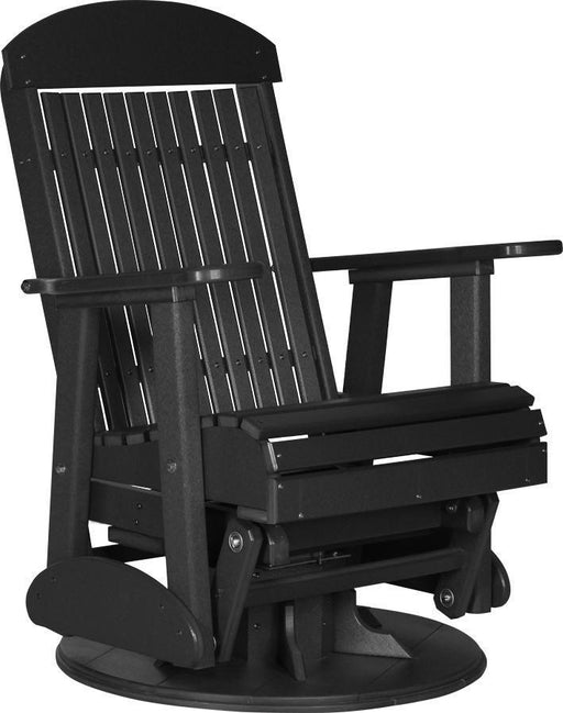 LuxCraft LuxCraft Black 2 foot Classic Highback Recycled Plastic Swivel Glider Chair Black Glider Chair 2SCPGBK