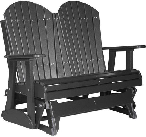 LuxCraft LuxCraft Black 4 ft. Recycled Plastic Adirondack Outdoor Glider With Cup Holder Black Adirondack Glider 4APGBK