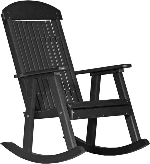 LuxCraft LuxCraft Black Classic Traditional Recycled Plastic Porch Rocking Chair (2 Chairs) Black Rocking Chair PPRBK