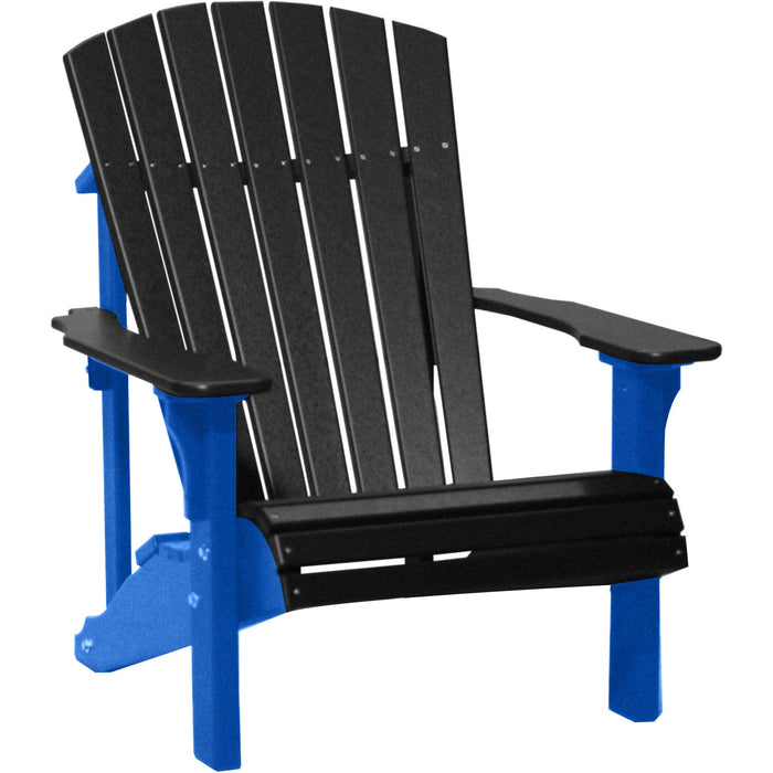 LuxCraft LuxCraft Black Deluxe Recycled Plastic Adirondack Chair Black on Blue Adirondack Deck Chair