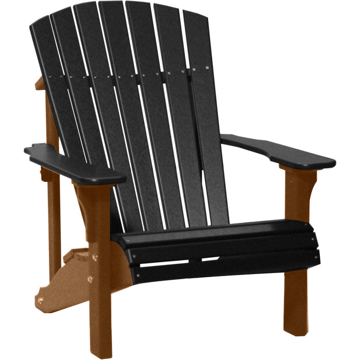 LuxCraft LuxCraft Black Deluxe Recycled Plastic Adirondack Chair Black on Chestnut Brown Adirondack Deck Chair