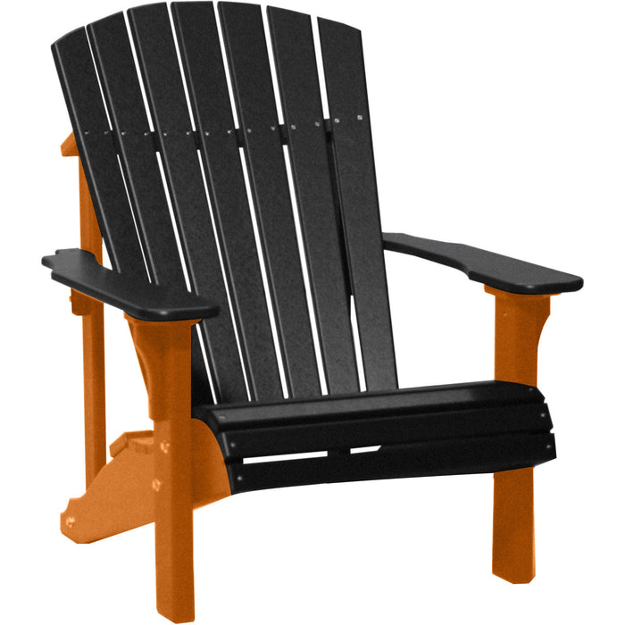 LuxCraft LuxCraft Black Deluxe Recycled Plastic Adirondack Chair Black on Tangerine Adirondack Deck Chair