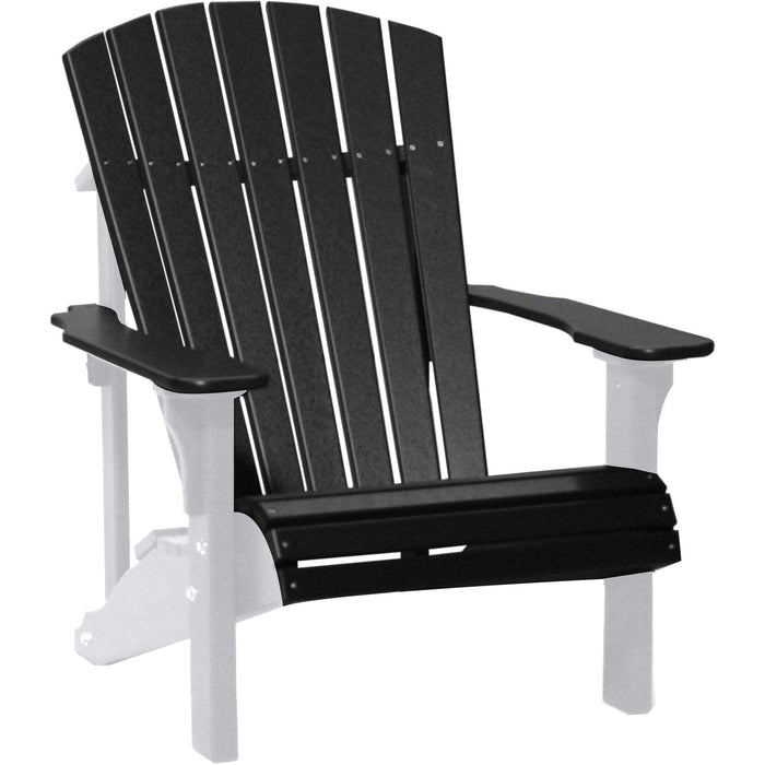 LuxCraft LuxCraft Black Deluxe Recycled Plastic Adirondack Chair Black on White Adirondack Deck Chair