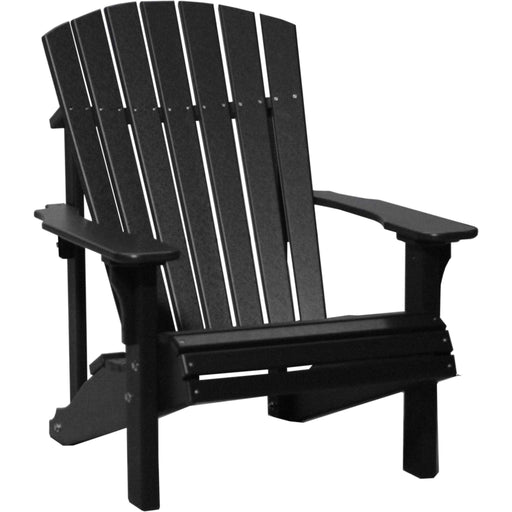 LuxCraft LuxCraft Black Deluxe Recycled Plastic Adirondack Chair With Cup Holder Black Adirondack Deck Chair PDACBK