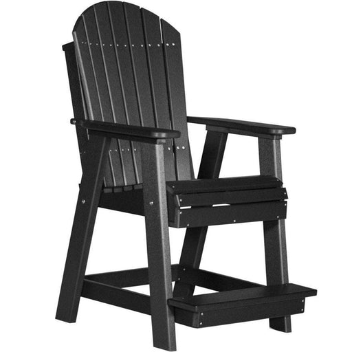 LuxCraft LuxCraft Black Recycled Plastic Adirondack Balcony Chair With Cup Holder Black Adirondack Chair PABCBK