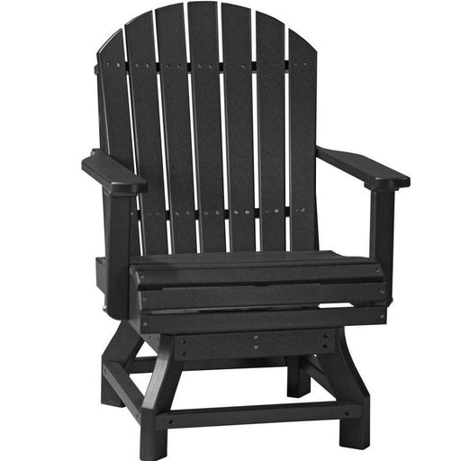 LuxCraft LuxCraft Black Recycled Plastic Adirondack Swivel Chair With Cup Holder Black / Bar Chair Adirondack Chair PASCBBK