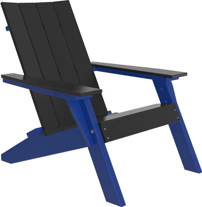 LuxCraft Luxcraft Black Urban Adirondack Chair Black on Blue Adirondack Deck Chair