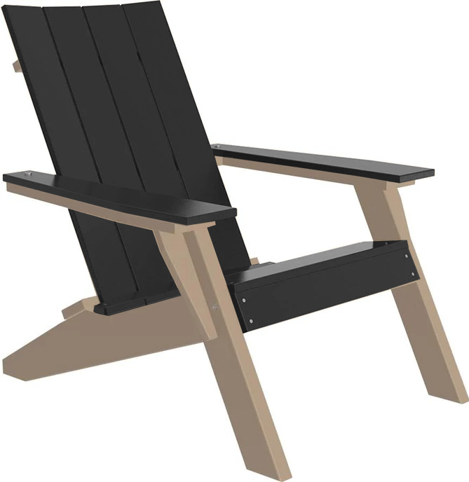 LuxCraft Luxcraft Black Urban Adirondack Chair Black on Weatherwood Adirondack Deck Chair