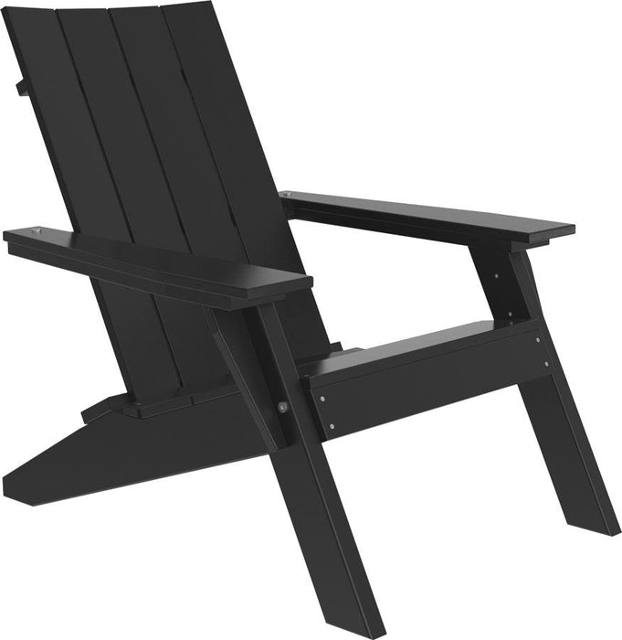 LuxCraft Luxcraft Black Urban Adirondack Chair With Cup Holder Black Adirondack Deck Chair UACBK