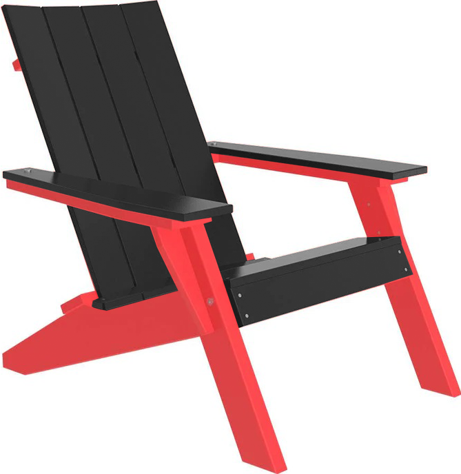 LuxCraft Luxcraft Black Urban Adirondack Chair With Cup Holder Black on Red Adirondack Deck Chair