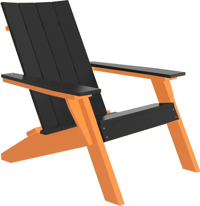 LuxCraft Luxcraft Black Urban Adirondack Chair With Cup Holder Black on Tangerine Adirondack Deck Chair