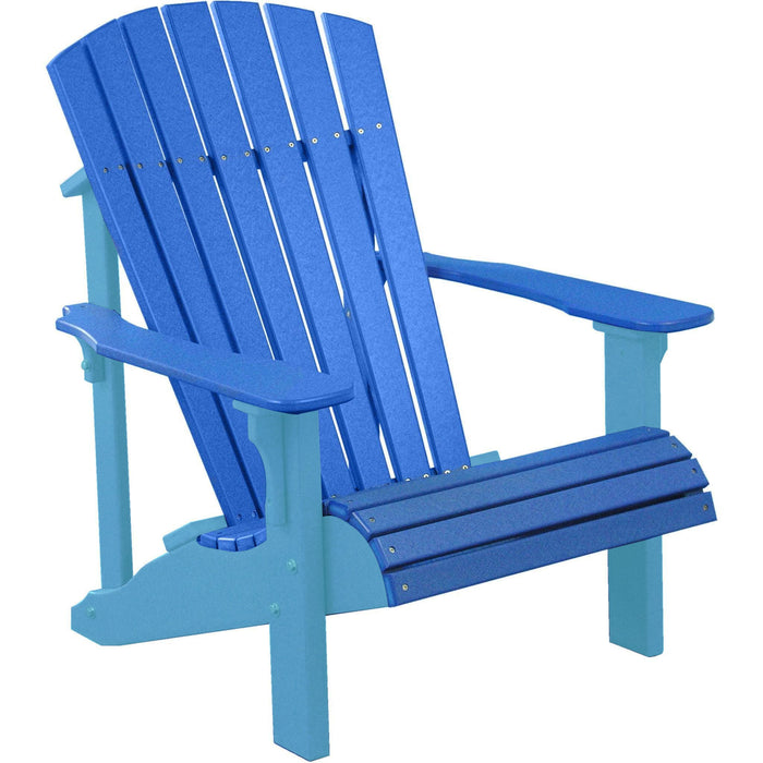 LuxCraft LuxCraft Blue Deluxe Recycled Plastic Adirondack Chair Blue on Aruba Blue Adirondack Deck Chair PDACBAB