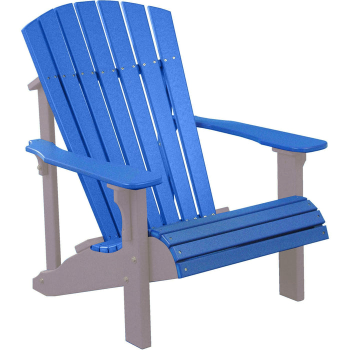LuxCraft LuxCraft Blue Deluxe Recycled Plastic Adirondack Chair Blue on Weatherwood Adirondack Deck Chair PDACBWE