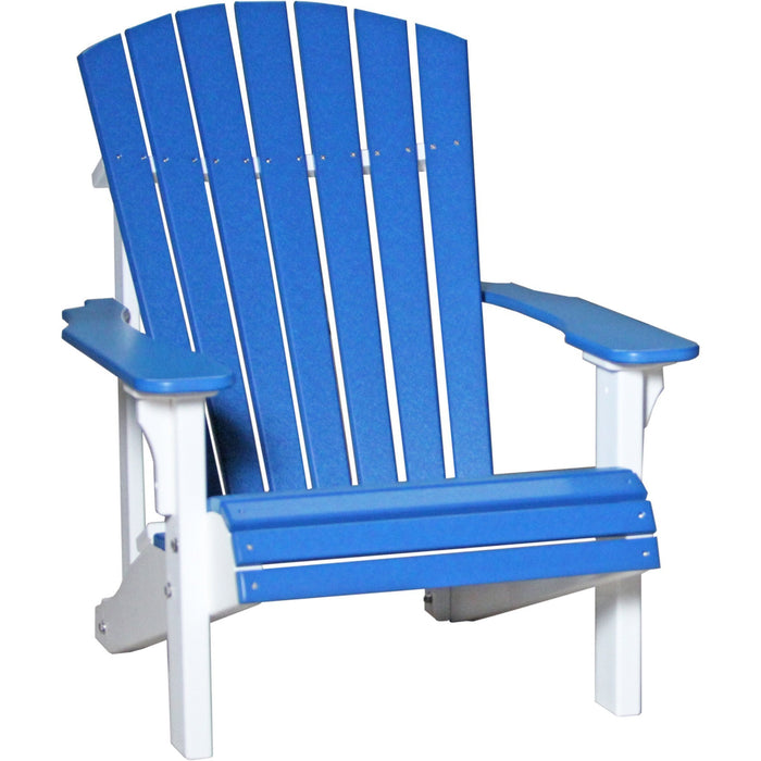 LuxCraft LuxCraft Blue Deluxe Recycled Plastic Adirondack Chair Blue On White Adirondack Deck Chair PDACBW