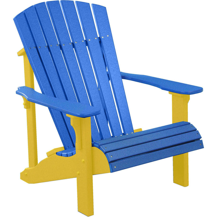 LuxCraft LuxCraft Blue Deluxe Recycled Plastic Adirondack Chair Blue on Yellow Adirondack Deck Chair PDACBY