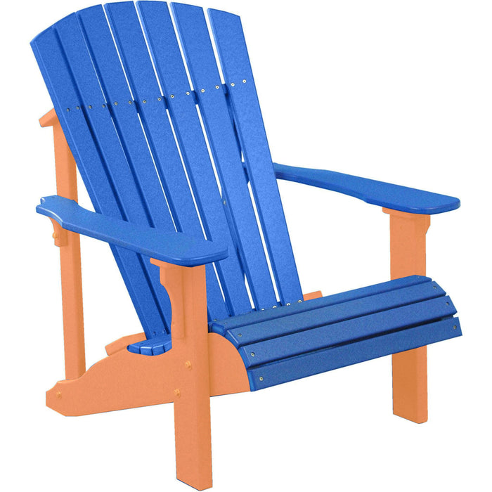 LuxCraft LuxCraft Blue Deluxe Recycled Plastic Adirondack Chair With Cup Holder Blue on Tangerine Adirondack Deck Chair PDACBT-CH