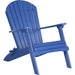 LuxCraft LuxCraft Blue Folding Recycled Plastic Adirondack Chair With Cup Holder Blue Adirondack Deck Chair PFACB