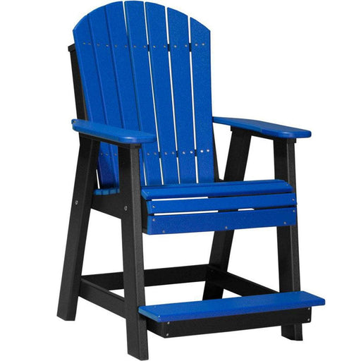 LuxCraft LuxCraft Blue Recycled Plastic Adirondack Balcony Chair With Cup Holder Blue On Black Adirondack Chair PABCBB