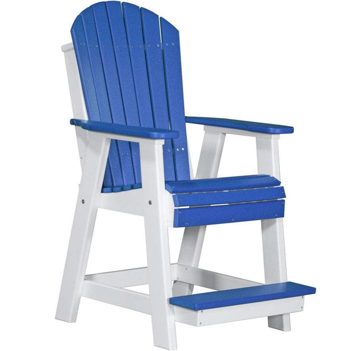 LuxCraft LuxCraft Blue Recycled Plastic Adirondack Balcony Chair With Cup Holder Blue On White Adirondack Chair PABCBW