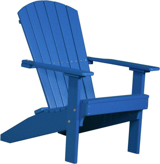LuxCraft LuxCraft Blue Recycled Plastic Lakeside Adirondack Chair With Cup Holder Blue Adirondack Deck Chair LACB