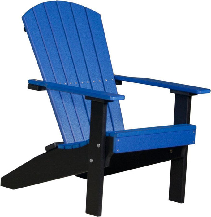 LuxCraft LuxCraft Blue Recycled Plastic Lakeside Adirondack Chair With Cup Holder Blue on Black Adirondack Deck Chair LACBB